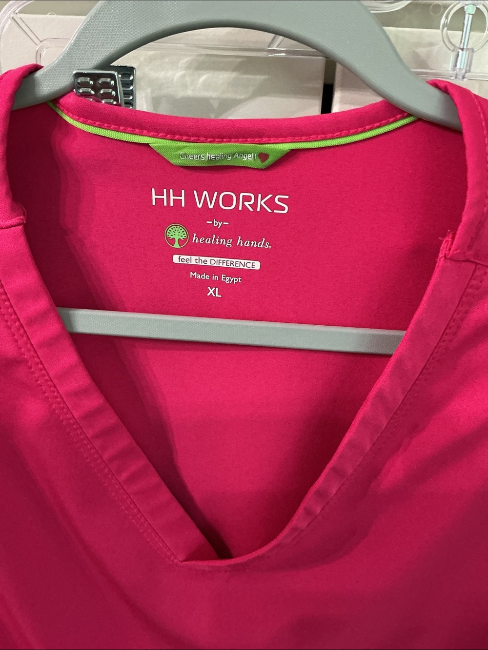 HH Works Women’s V-Neck Scrub Set in Hot Pink - Picture 2 of 5